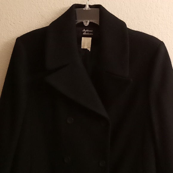 VINTAGE Stephanie Mathews Wool Winter Size 12 Black Color Pea Coat HMBC - Picture 8 of 15